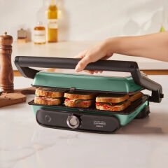 Karaca Gastro Grill Glass Premium 2400W Döküm Tost ve Izgara Makinesi Blue Mist 6 Dilim Kapasiteli