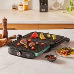 Karaca Gastro Grill Glass Premium 2400W Döküm Tost ve Izgara Makinesi Blue Mist 6 Dilim Kapasiteli