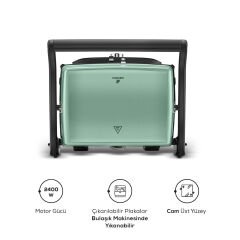 Karaca Gastro Grill Glass Premium 2400W Döküm Tost ve Izgara Makinesi Blue Mist 6 Dilim Kapasiteli